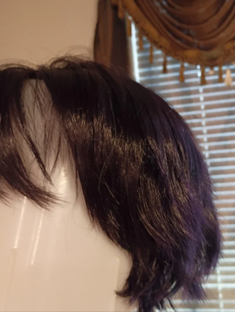 Blackish Purple Women’s Short Fringe Wig - Unbranded
